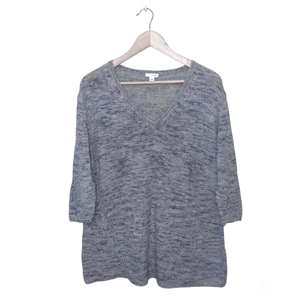 J. Jill Pure Jill Marled Gray Knit Pullover Sweater Size L